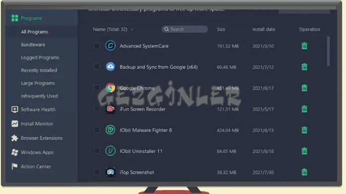 IOBIT Uninstaller Full Gezginler